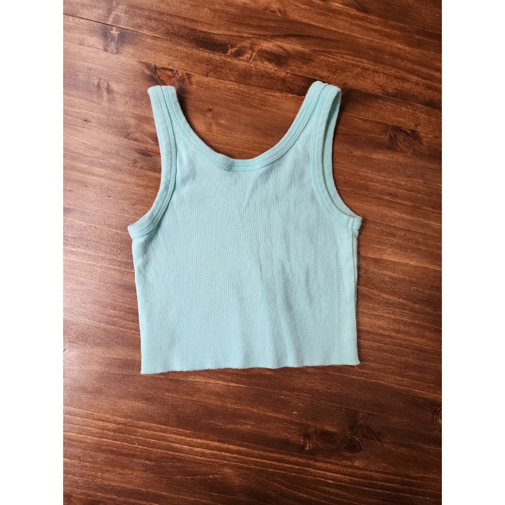 Ron Jon Surf Shop Crop Tank Top Womens XS Teal Pineapple Pensacola Beach - Picture 2 of 6